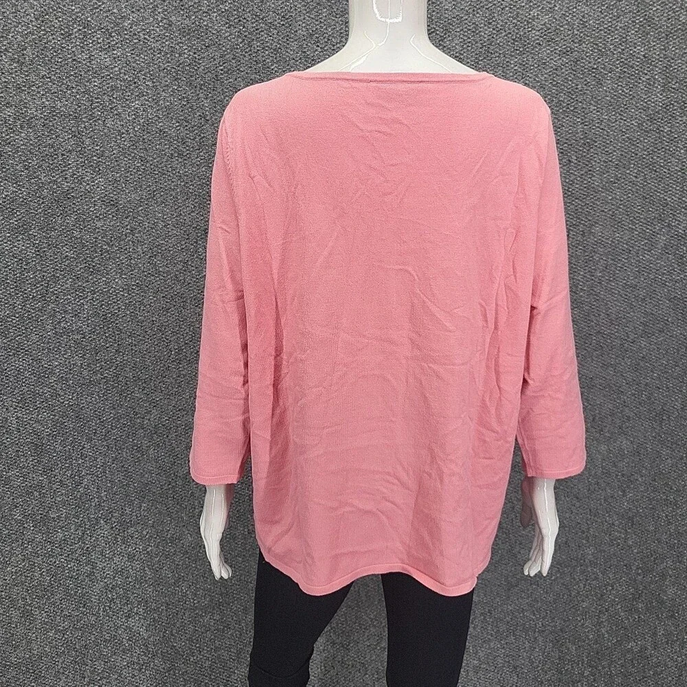 Laurie Felt Summer Lightweight Sweater 3/4 Sleeves Pullover Top 1X Plus Sz Pink